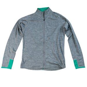 Ibex 100% Merino Wool full zip base layer M medium gray long sleeve green shirt